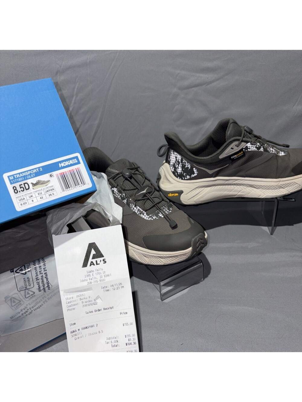 Look, My Receipt👀 Hoka One One Transport 2 - Mens 8.5D - Gray/Reflective